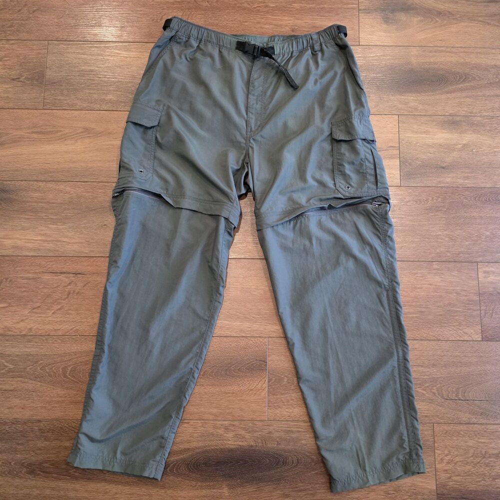 REI Pants Mens Large Green Convertible Nylon Cargo Hiking Zip Off Outdoor